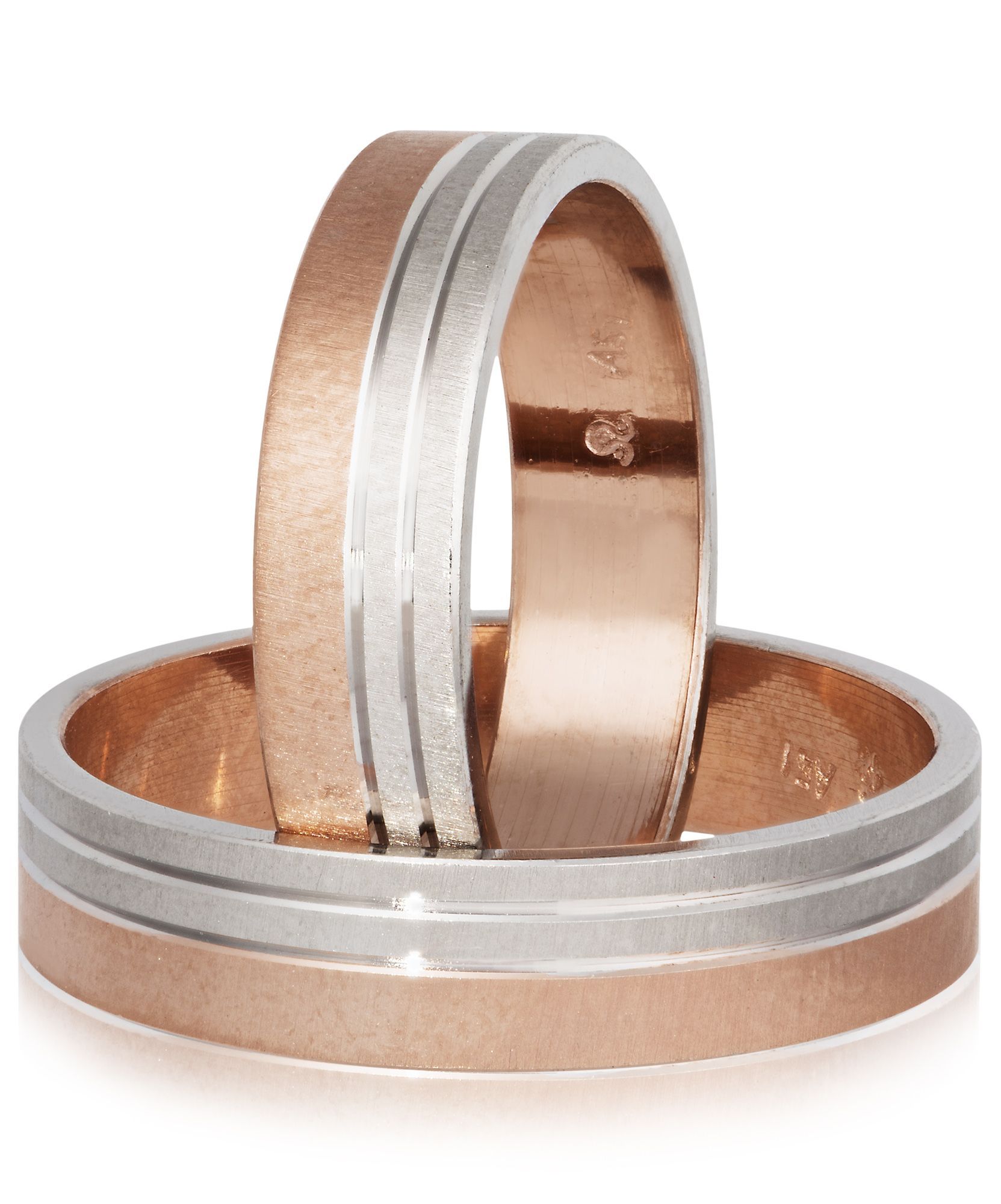 White gold & rose gold wedding rings 4.5mm  (code S69)